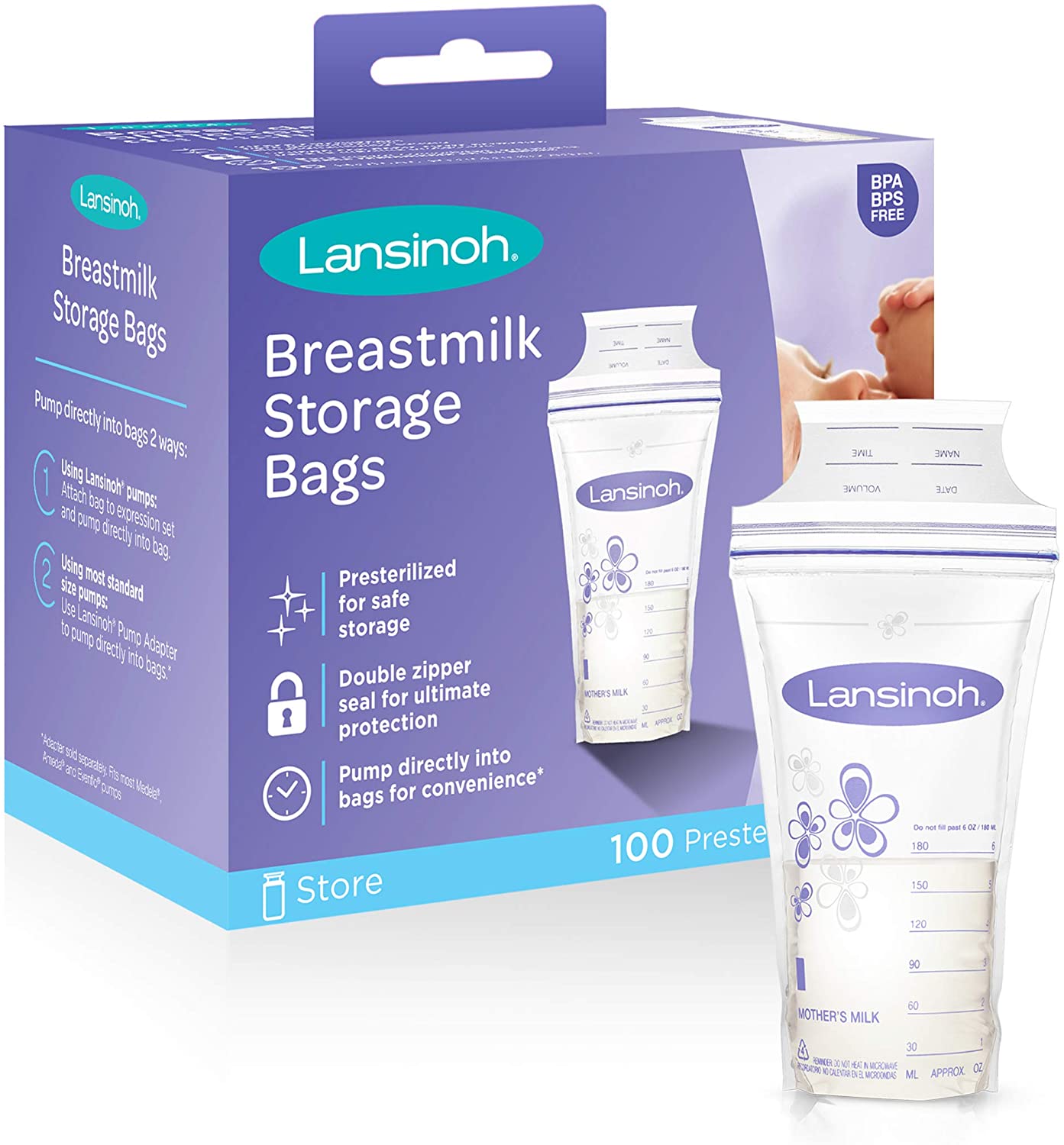 breastmilk storage bags lansinoh 100 count
